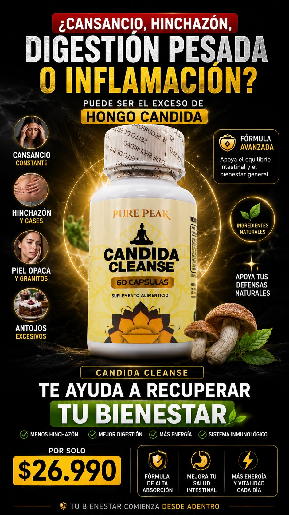 Candida Cleanse (RECUPERA TU BIENESTAR) - 60 Capsulas